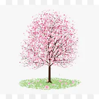 中国风手绘水彩樱花树素材