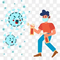 戴口罩抗疫消杀病毒人物PNG