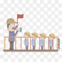 出游秋游老师带学生排队题材免扣PNG