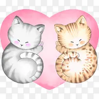 水彩手绘爱心猫咪动物