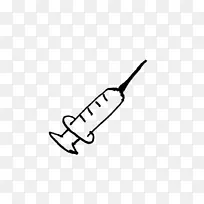 黑白简笔画注射器