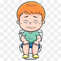 小男孩蹲马桶卡通免扣素材