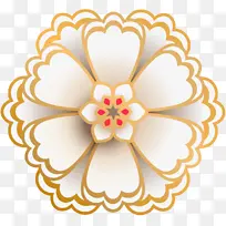 立体喜庆剪纸风花朵素材