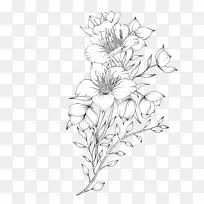 线描花朵组合