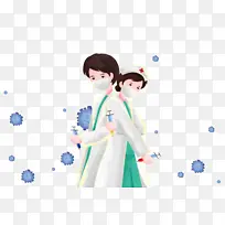 抗击疫情手绘卡通医生免扣