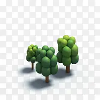 C4D树木三棵矮树