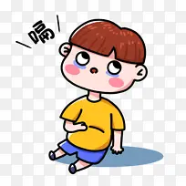 吃饱打嗝的男孩漫画