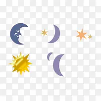 卡通星星月亮太阳图标素材