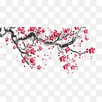中国风手绘梅花红梅背景