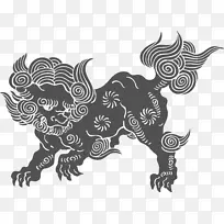 古代怪兽神兽狻猊山海经古兽矢量图案