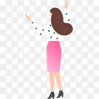 扁平化人物女性举手