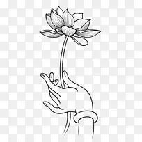 禅意手持莲花手势素材