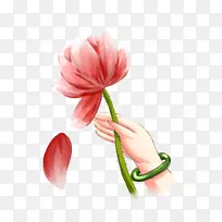 禅意手持莲花手势素材