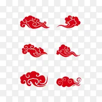红色祥云中国风简单矢量图