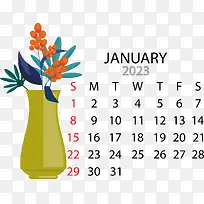 日历-2023年1月日历