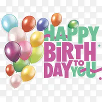 气球-气球字体文本生日快乐