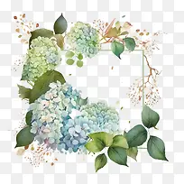 水彩绣球花-水彩绣球花蓝色绣球花绣球花环