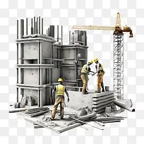 建筑工人正在建造建筑—劳动节