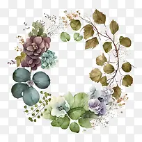 水彩绣球花-水彩绣球花蓝色绣球花绣球花环