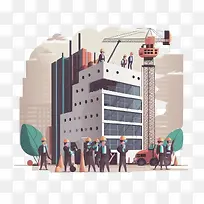 卡通工人和建筑-劳动节