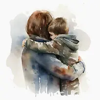 水彩画-水彩画母亲儿子水彩画母亲节