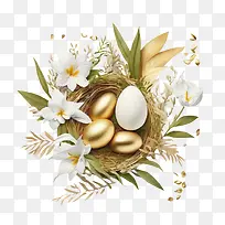 金色复活节彩蛋-金色复活节彩蛋巢百合花