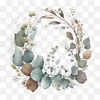 水彩桉树-水彩桉树简单花环桉树花环