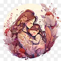 水彩母亲-母亲节