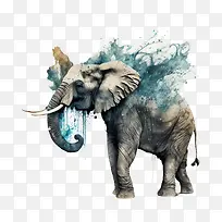 抽象大象-抽象大象大象喷水泼水节