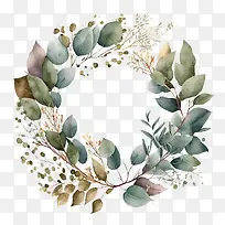 水彩桉树-水彩桉树简单花环桉树花环
