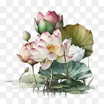 水彩莲花-莲花