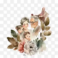 水彩家庭-水彩家庭家庭在一起头像家庭