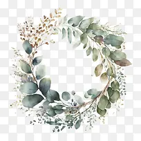 水彩桉树-水彩桉树简单花环桉树花环