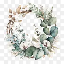 水彩桉树-水彩桉树简单花环桉树花环