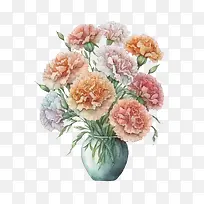 水彩康乃馨-花瓶