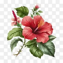 水彩木槿-木槿花