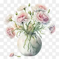 水彩康乃馨-花瓶
