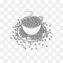 线条画-一杯咖啡