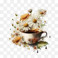 水彩雏菊-水彩花