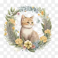 可爱的猫-花环