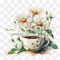 水彩雏菊-水彩花