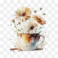 水彩雏菊-水彩花