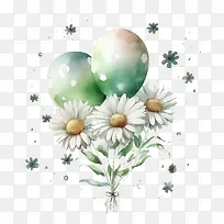 水彩雏菊-水彩花