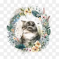 可爱的猫-花环