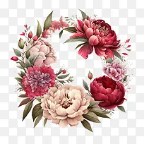 红色和粉色牡丹-红色和粉色牡丹牡丹花环