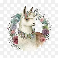 水彩骆驼-水彩骆驼骆驼与花圈
