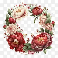 红色和粉色牡丹-红色和粉色牡丹牡丹花环
