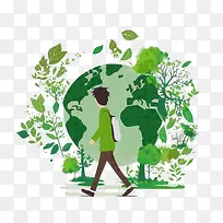世界无车日-卡通地球