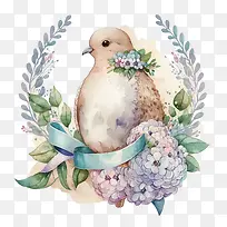 可爱的鸽子-可爱的鸽子水彩鸽子鸽子花圈