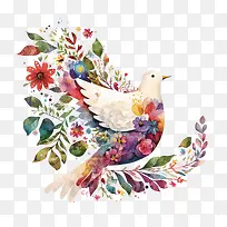 水彩鸽子-水彩鸽子水彩和平和平花鸽子花